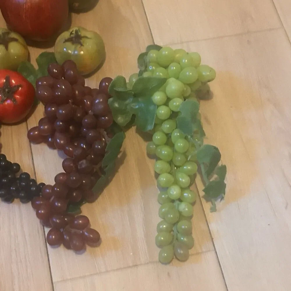Vintage  Artificial Fruits Apple Grapes Lemon Lime Tomato MCM Country Farmhouse